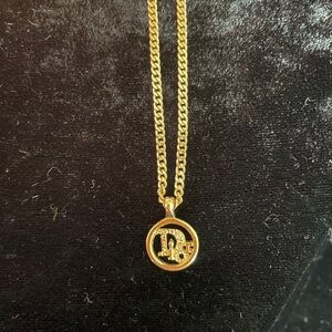 Vintage Christian Dior Petite Goldtone Pendant Necklace
